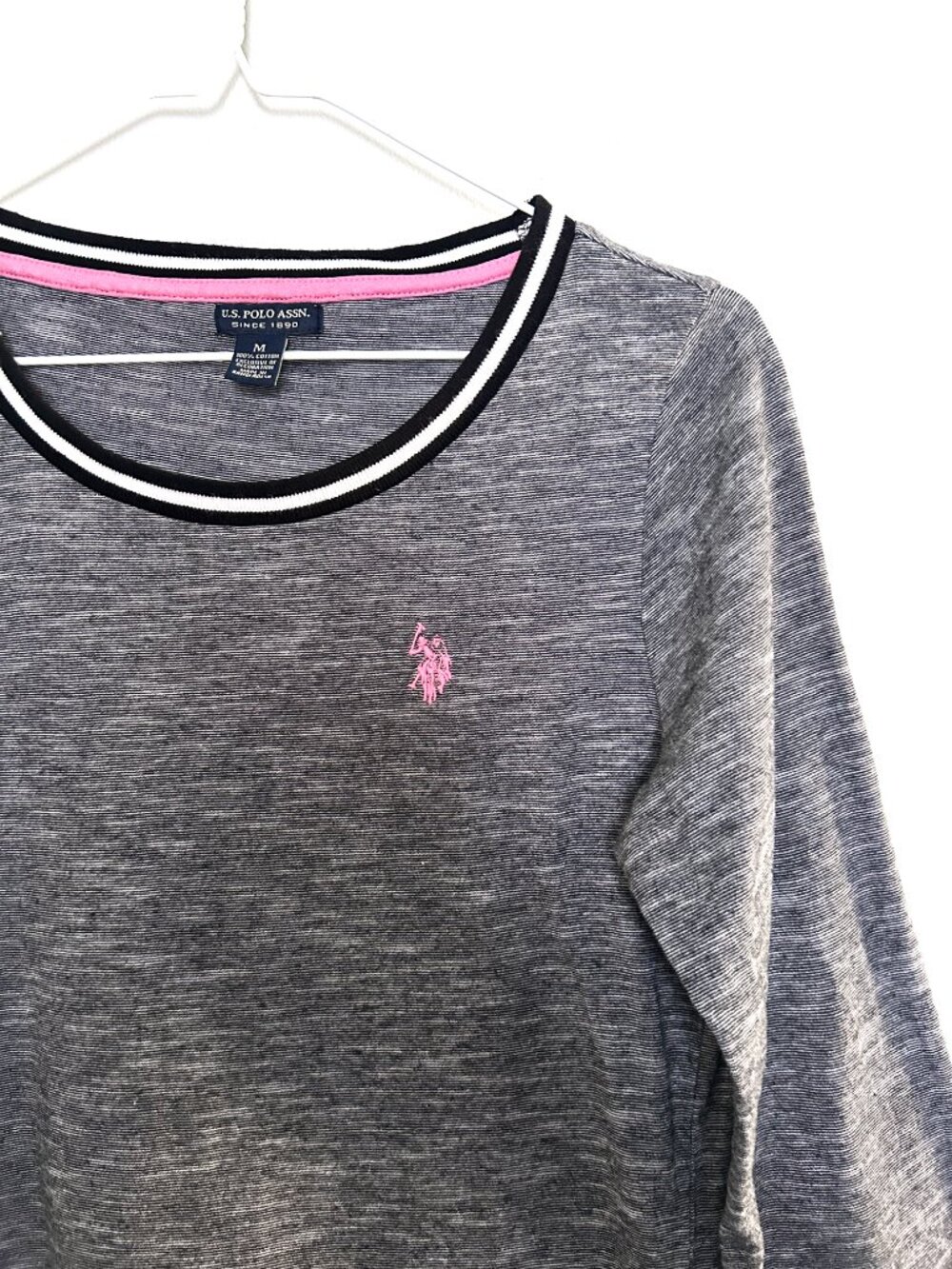 U.S. Polo Assn Gray Heather Dress Large 3/4 Sleeve Casual Logo Stretch Size L